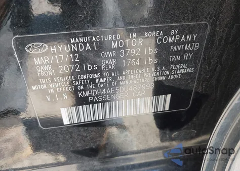 2013 Hyundai Elantra Limited из США, поврежденный, VIN KMHDH4AE5DU487993